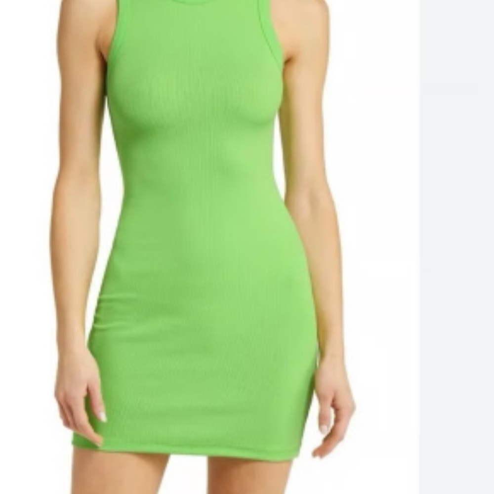 SKIMS Sleeveless Green Ribbed Dress